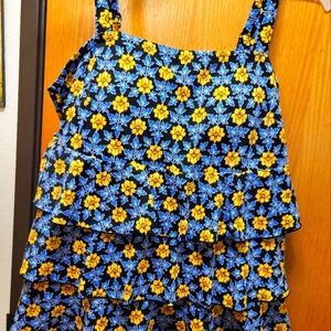 Beautiful Tankini Top by Fit 4 U, Size 18W, Color blue/yellow/black